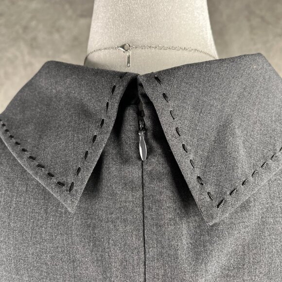 Tahari Arthur S Levine Gray Wide Collar Sheath Dress 4P Short Sleeve Career - Picture 10 of 11